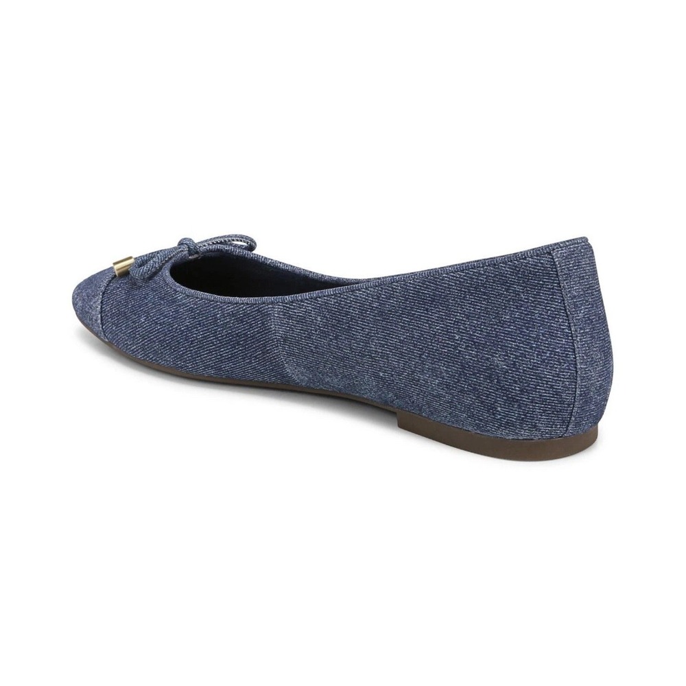 Vionic Denim Blue Ballet Flats with Bow and Gold Accents - Picture 6 of 10